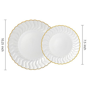 Assiettes jetables biodégradables en plastique, nouveau style, or, argent, transparentes, blanches, longues, en forme de cœur, carrées, modernes, simples - Product Image 2