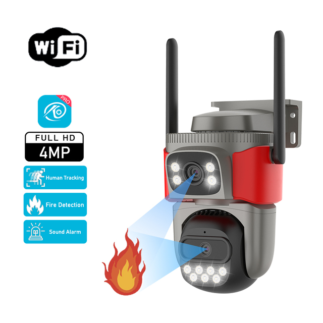 Factory OEM AF621DR Smart AI Fire Detection Security Camera Wireless WiFi Network PTZ Dual Lens Outdoor IP Camera