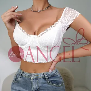 KISS ME ANGEL new sexy pure wind lace lace beauty back close pair of milk gather fashion solid color camisole underwear