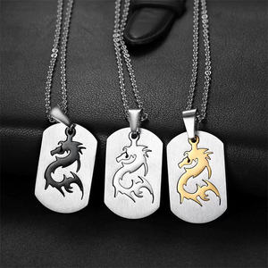 Vente chaude Marque <span class=keywords><strong>militaire</strong></span> personnalisée Style européen et américain Soldat Marque <span class=keywords><strong>militaire</strong></span> Dragon Motif <span class=keywords><strong>Pendentif</strong></span> Collier pour hommes - Product Image 1