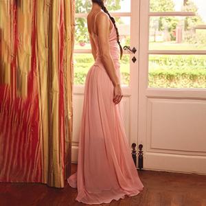 Vestido Maxi Elegante de Noche para Mujer, sin Mangas, con Escote en V Profundo, Espalda Descubierta, Abertura y Cintura Ajustada, Sexy y Delgado, al por Mayor - Product Image 2