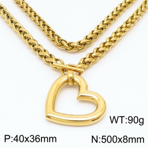 Popular 18k Gold Plated <b>love</b> Stainless Steel Heart Pendant Necklace <b>Bracelet</b> Jewelry Set - Product Image 5