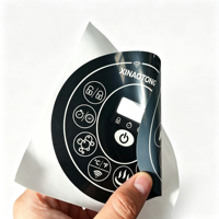 Étiquette de superposition de clavier de thermostat personnalisée OEM, autocollante en PVC/PET, étanche, durable, sérigraphiée pour écran d'affichage de climatiseur