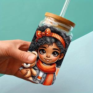 Gobelets en verre imperméables avec impression par transfert UV personnalisée, autocollants adhésifs pour bouteilles, transfert d'autocollants DTF - Product Image 5