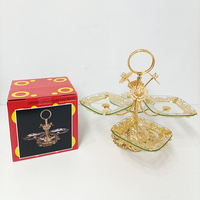 Nouvelle mode de luxe léger maison hôtel fête européenne or fer multicouche verre gâteau désert Snack fruits plat assiette