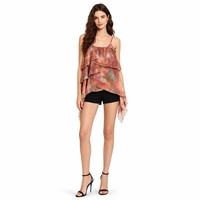 Camisola de tirantes finos con volantes y dobladillo asimétrico para mujer, personalizada, de verano, sin mangas, OEM ODM, venta al por mayor, MOQ bajo, teñido anudado