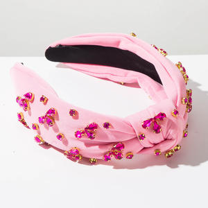 Diadema Retro Barroca con Pedrería para Mujer, Accesorio para el Cabello con Borde Ancho Anudado - Product Image 6