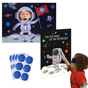 PAFU Outer Space doğum günü partisi malzemeleri oyun seti Pin maske üzerinde astronot astronot yüz fotoğrafçılığı Selfie Poster