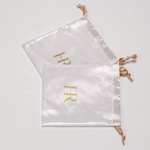 Toptan geri dönüşümlü biobioda özel baskılı Logo küçük ipek saten takı pembe kese ipli saten çanta - Product Image 6