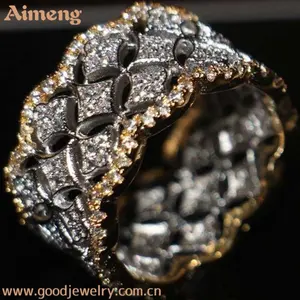 时尚经典美国白色锆石钻石戒指简单金戒指设计 famale
