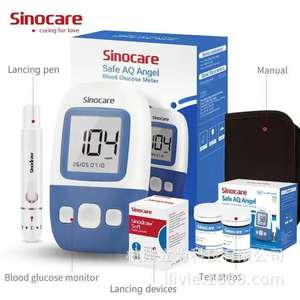 Kit <span class=keywords><strong>de</strong></span> <span class=keywords><strong>medidor</strong></span> <span class=keywords><strong>de</strong></span> <span class=keywords><strong>glucosa</strong></span> en sangre <span class=keywords><strong>Sinocare</strong></span> Safe AQ Angel con tiras reactivas y dispositivos <span class=keywords><strong>de</strong></span> punción para el control <span class=keywords><strong>de</strong></span> la diabetes - Product Image 1