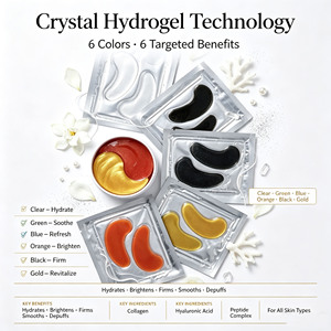 Mascarillas de Hidrogel Multicolor para Ojos, Reafirmantes, Antiarrugas, <span class=keywords><strong>Antiojeras</strong></span>, Hidratantes, con Algas Marinas, Cafeína, Manteca de Karité, Péptidos Veganos - Product Image 1