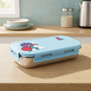 Boîte à lunch rectangulaire FLORET en acier inoxydable avec couvercle en plastique pour enfants, design mignon, sans BPA, anti-fuite - Product Image 4
