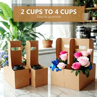Support à gobelets en carton APP, 2 ou 4 gobelets, avec poignée (12-30 oz) |   Plateau à boissons pliable pour boissons chaudes/froides