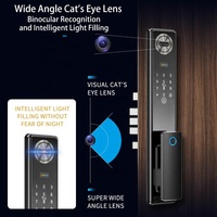 Serrure de porte intelligente entièrement automatique Wi-Fi à reconnaissance de veine palmaire, interphone vidéo, reconnaissance faciale, empreinte digitale, mot de passe, carte-clé, application Tuya, étanche