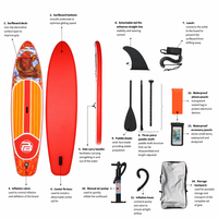 Planche de paddle gonflable (SUP) avec pagaie, ailerons, leash et sac de transport pour le yoga et les excursions