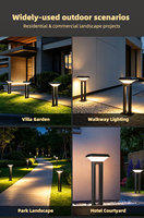 Lampe solaire LED de jardin étanche IP65, batterie au lithium, construction en aluminium moulé sous pression pour l'éclairage extérieur des pelouses, des cours et des allées