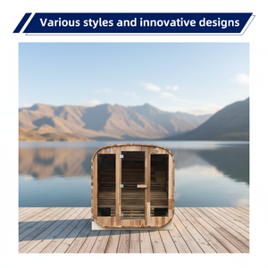 Sauna extérieur en bois massif pour villa, avec système imperméable et chauffage - Product Image 5