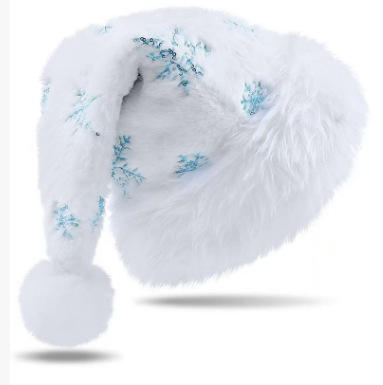 Casquette brodée flocon de neige bleu à poils longs