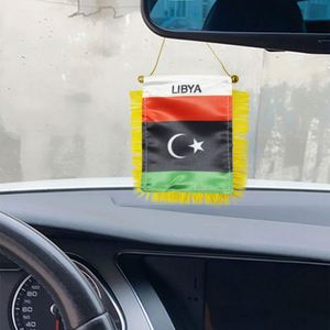 ธงซาตินลิเบียแบบกำหนดเอง ธงติดรถยนต์ขนาดเล็ก พร้อมพู่สีเหลือง - Product Image 2