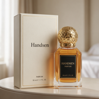Flacon de parfum octogonal personnalisé de 50 ml, flacon de parfum vide en verre avec bouchon rond doré gravé pour l'emballage de parfum