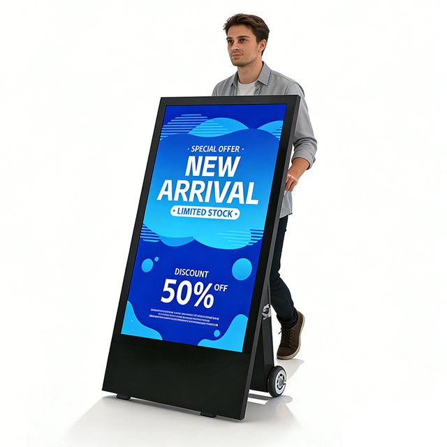 All-Weather IP65 Waterproof Outdoor Digital Signage 1800 Nits High Brightness Battery Movable LCD Advertising Board for Events