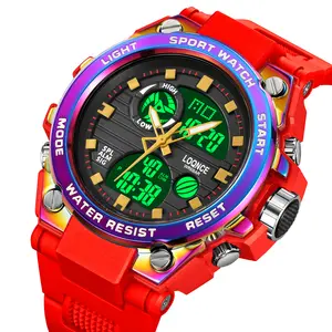 Luxury LOQNCE men fashion Dual Display Watches Men Casual Sports Chronograph Quartz Big Dial Wrist Watch Waterproof Relojes