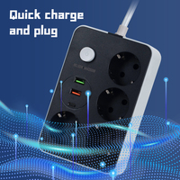 Multiprise EU multifonctionnelle avec interrupteur principal et prises de charge rapide QC3.0 PD