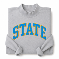 Sudadera Personalizada con Bordado Chenille y Parche de Texto Arqueado con el Nombre del Estado, para Regalo y Ropa con Espíritu Universitario