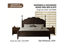 Lit Double Luxe et Confortable Marseille, Style Mid-Century Modern (MCM), en Bois de Chêne Massif, Taille King Size 180 cm, pour Chambre Principale et Appartement