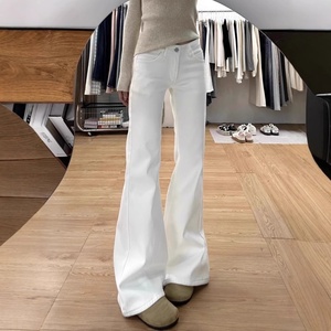 Jeans <span class=keywords><strong>Bianchi</strong></span> a Zampa d'Elefante da Donna, <span class=keywords><strong>Vita</strong></span> <span class=keywords><strong>Alta</strong></span>, Vestibilità Ampia, Stile Vintage, <span class=keywords><strong>Pantaloni</strong></span> Autunnali ad Asciugatura Rapida con Bottoni - Product Image 3