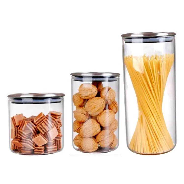 stainless steel airtight container Eco Friendly Custom Storage Bottles Jars with Lid Original Customized Glass Glass Container Jar