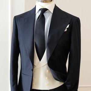 Costume de smoking de soirée pour <span class=keywords><strong>homme</strong></span> sur mesure haut de gamme, queue longue, costume de cérémonie pour <span class=keywords><strong>homme</strong></span> 100% laine, costume sur mesure, veste à queue de pie - Product Image 2