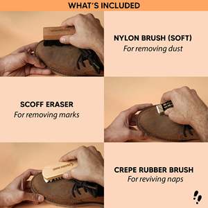 Suede Care Kit with Crepe Rubber Brush Nylon Brush and Suede Eraser for Suede Nubuck <b>Boots</b> Shoes Leather Accessories - Product Image 3