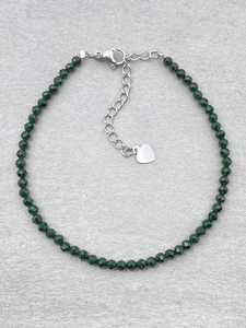 Stainless Steel Dainty Gemstone <b>Beaded</b> <b>Bracelet</b> with Micro Faceted Crystals Minimalist Unisex Jewelry - Product Image 4