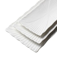 Porcelaine blanche sous glaçure moderne, texture pétale de poisson, style occidental, pour sushi et desserts, usage commercial, écologique