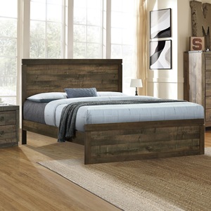 Platform <b>Bed</b> Wooden Rustic Vintage Style <b>Queen</b> <b>Size</b> Durable Framework Structure Grey Low Box - Product Image 1