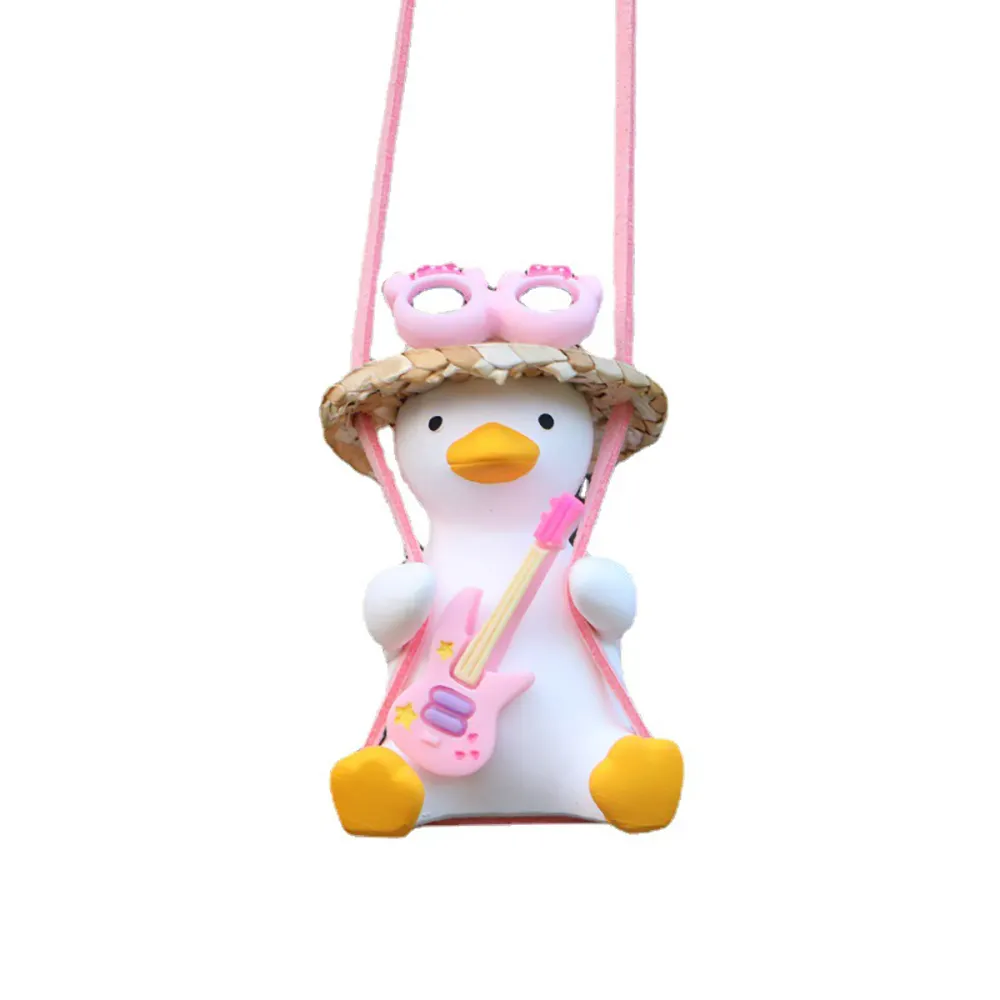 Offre Spéciale mignon balançoire canard miroir suspendu voiture intérieur accessoires dessin animé plâtre Animal pendentif