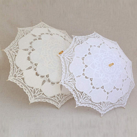 Paraguas de Encaje Personalizado de 19 Pulgadas, Paraguas Blanco para Boda, Paraguas de Boda de 10 Varillas Color Marfil para Invitados