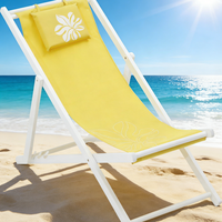 Chaise longue élégante pliable avec dossier réglable, appui-tête et pare-soleil, taille personnalisable, écologique, style Maldives