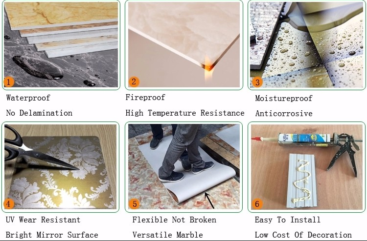 Waterproof High Glossy PVC Panels For Interior Walls 3D Print UV Wall Panel