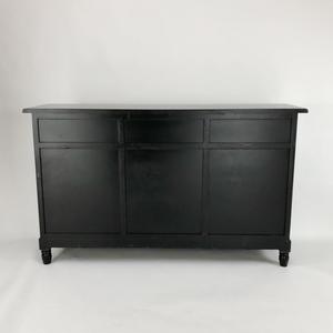 <span class=keywords><strong>Buffet</strong></span> rétro en bois massif noir - 2 tiroirs, 3 portes, avec un grand espace de rangement pour le salon et la chambre à coucher - Product Image 5