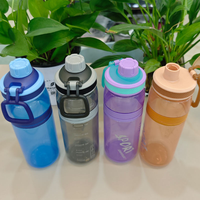 Bouteille d'eau sport en plastique transparent à large ouverture de 750 ml, sans BPA, qualité alimentaire, couleurs et motifs personnalisés disponibles