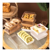 Boîte enroulable en papier kraft brun et carton ivoire pour tiramisu, gâteau, sushi, sandwich, tarte à la crème, burger - Emballage durable et écologique