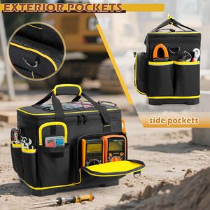 Custom16inch Tool <b>Bag</b> with Rigid Base, Removable Dividers, Heavy-duty Waterproof Tool <b>Tote</b> with Multiple Pockets for Power Tools - Product Image 4