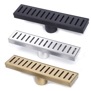 Rejilla de drenaje de suelo rectangular de acero inoxidable 304 antiobstrucción con descarga lateral extendida de alto flujo para baño, acabado mate - Product Image 6