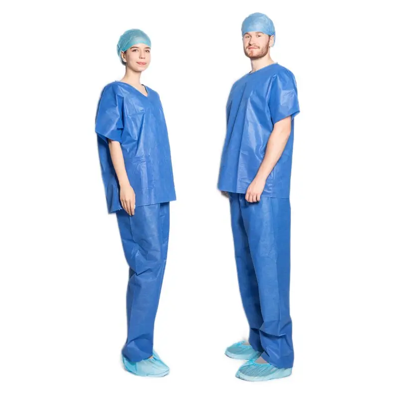 Hospital Uniforms Nursing Disposable Scrubs Suit Medical Nonwoven Scrub Suit PP SMS