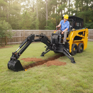 لودر انزلاقي التوجيه HIAJU JC25 من كوبوتا بسعة 380 كجم وسرعة 9 كم/ساعة وارتفاع تفريغ 2000 مم مع ملحقات حفار خلفي - عرض ساخن - Product Image 1