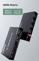 DT-7442SF 4K 60Hz Video-Matrix 4x2 mit Optischem und 3,5mm Audio HDMI Matrix-Switcher 4 Ein 2 Aus
