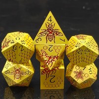 Jeu de dés polyédriques bleu-noir pour D&D, 7 dés métalliques, Dragon, Donjons, Jeu de rôle, Écologique, Fait main, Jeu de société